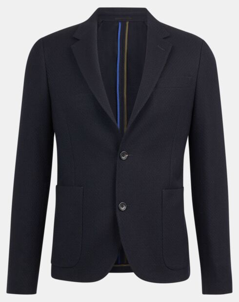 Veste en Laine & Cachemire mélangés Unlined Gauffre bleu nuit