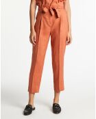 Pantalon carotte en 100% Lin rouille