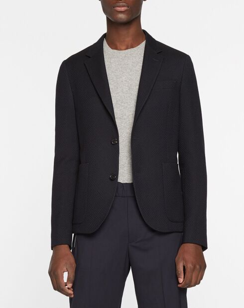 Veste en Laine & Cachemire mélangés Unlined Gauffre bleu nuit