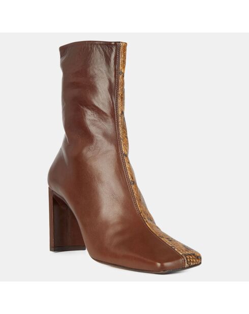 Bottines en Cuir marron - Talon 8.5 cm