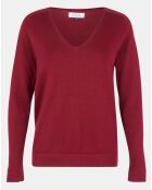 Pull en Maille fine col V Fya bordeaux