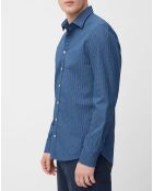 Chemise Micro Motif Velours bleu foncé