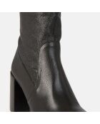 Bottes en Cuir grainé noires - Talon 9 cm