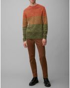 Pull Coton Mouliné orange/vert