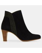 Bottines en Velours de Cuir Couture noires - Talon 8 cm