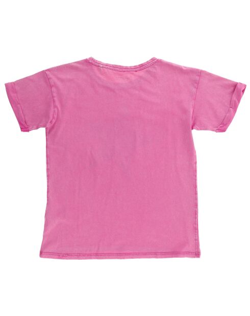 T-Shirt en Coton à Logo Strass rose