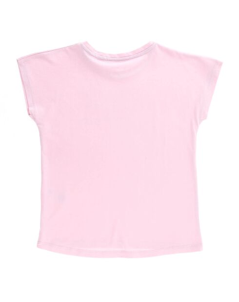 T-Shirt Logo Strass rose clair