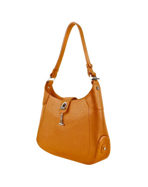 Sac porté épaule en Cuir Paris orange - 32x30x8 cm