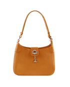 Sac porté épaule en Cuir Paris orange - 32x30x8 cm