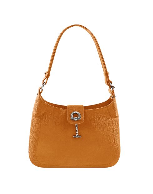 Sac porté épaule en Cuir Paris orange - 32x30x8 cm