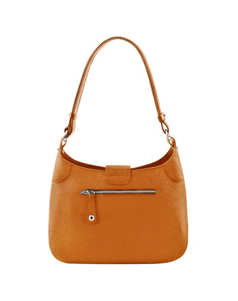 Sac porté épaule en Cuir Paris orange - 32x30x8 cm
