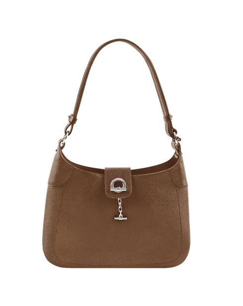 Sac porté épaule en Cuir Paris cognac - 32x30x8 cm