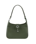 Sac porté épaule en Cuir Paris eucalyptus - 32x30x8 cm