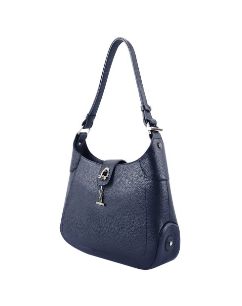Sac porté épaule en Cuir Paris marine - 32x30x8 cm