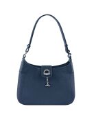 Sac porté épaule en Cuir Paris marine - 32x30x8 cm