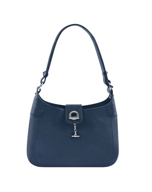 Sac porté épaule en Cuir Paris marine - 32x30x8 cm