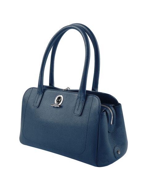 Sac porté épaule en Cuir Paris marine - 33x20x15 cm