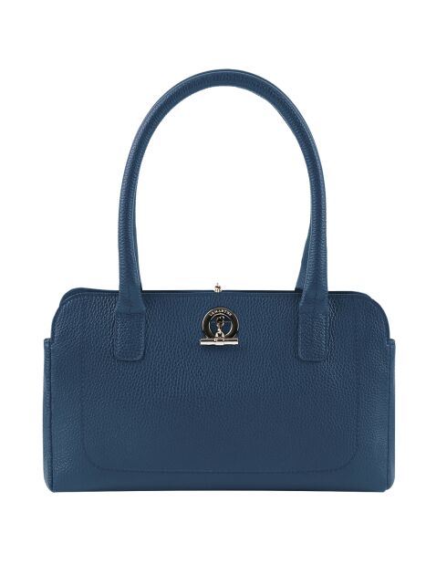 Sac porté épaule en Cuir Paris marine - 33x20x15 cm