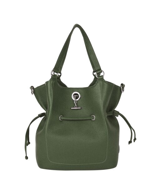 Sac porté épaule en Cuir Paris eucalyptus - 28x31x13.5 cm