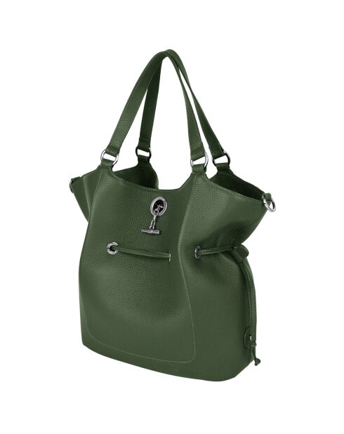 Sac porté épaule en Cuir Paris eucalyptus - 28x31x13.5 cm