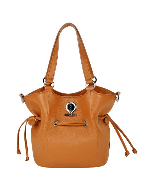 Sac à main en Cuir Paris orange - 23x24x12 cm