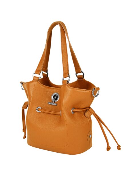 Sac à main en Cuir Paris orange - 23x24x12 cm