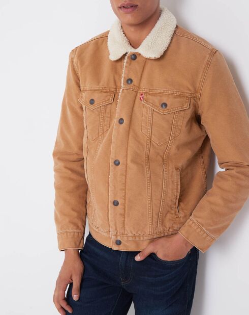 Veste en jean fourrée Sherpa Trucke camel