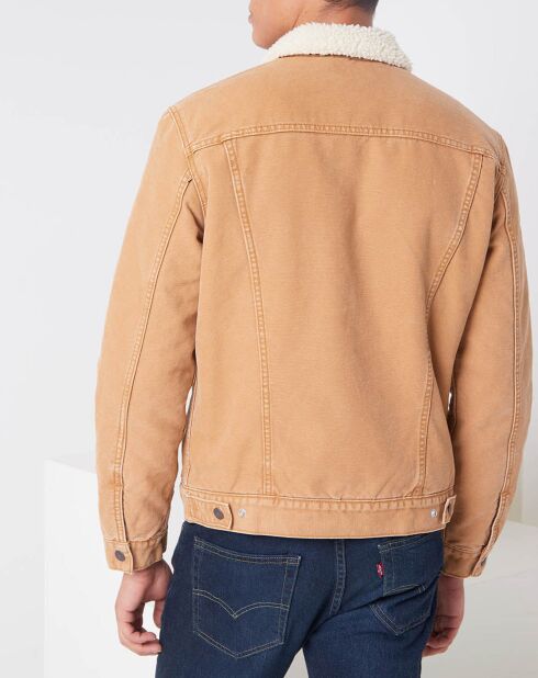 Veste en jean fourrée Sherpa Trucke camel