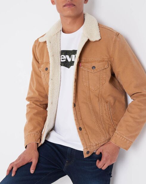 Veste en jean fourrée Sherpa Trucke camel