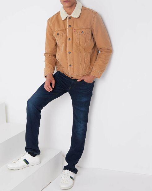 Veste en jean fourrée Sherpa Trucke camel