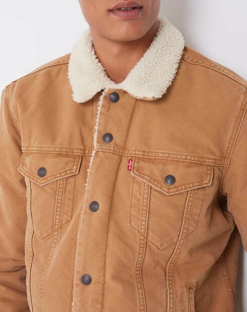 Veste en jean fourrée Sherpa Trucke camel