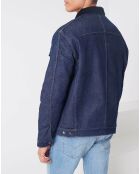 Veste en Jean fourrée Sherpa Trucker bleu brut