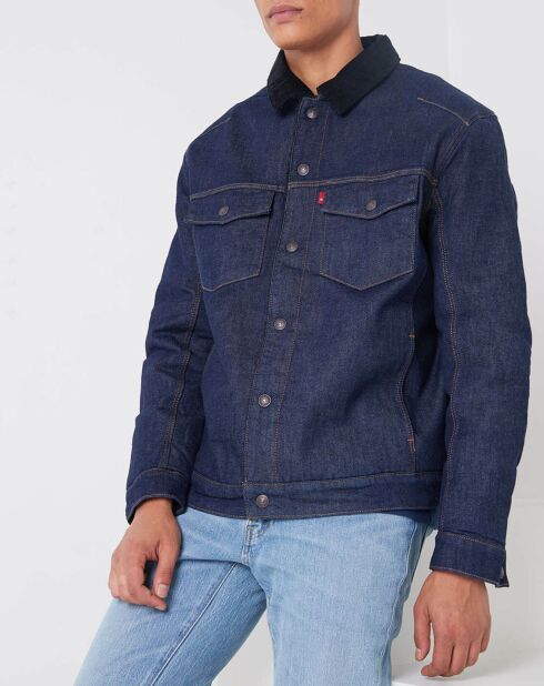 Veste en Jean fourrée Sherpa Trucker bleu brut