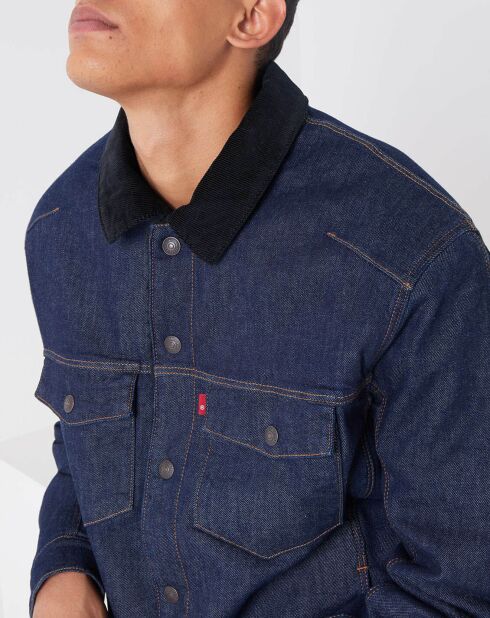 Veste en Jean fourrée Sherpa Trucker bleu brut