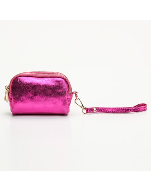 Cartera Doreen de piel fucsia - 11x7x4 cm