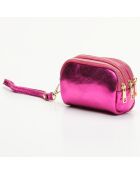Cartera Doreen de piel fucsia - 11x7x4 cm