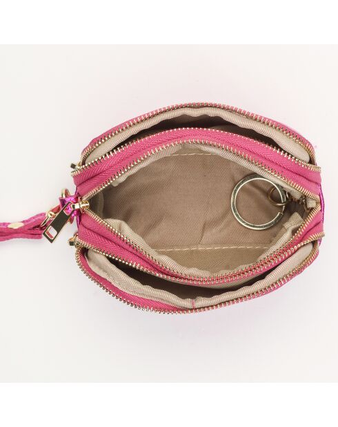 Cartera Doreen de piel fucsia - 11x7x4 cm