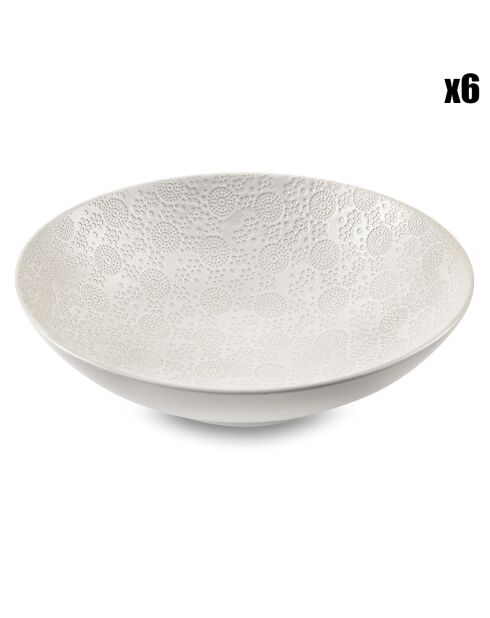 6 Assiettes creuses Japan blanches - D.20.5 cm