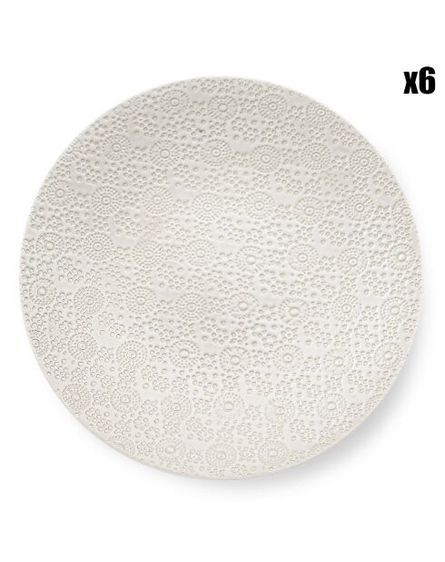 6 Assiettes à dessert Japan blanches - D.20.5 cm