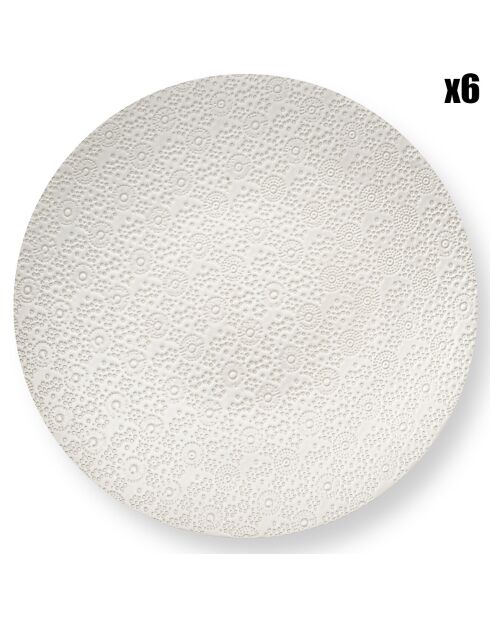 6 Assiettes plates Japan blanches - D.27 cm