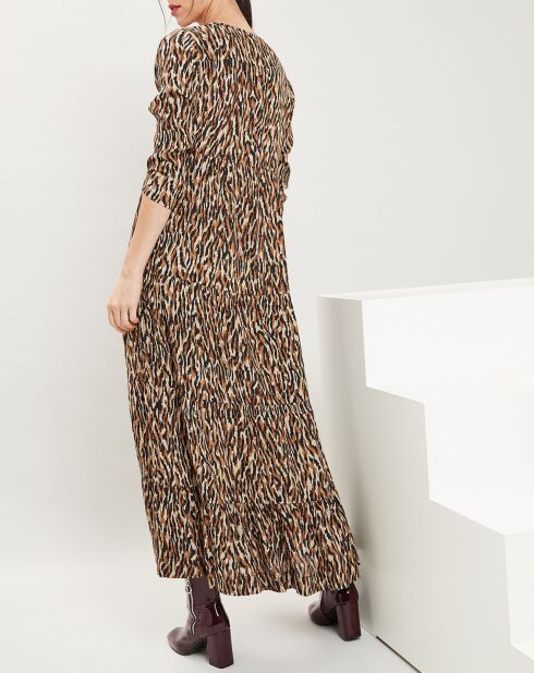 Robe longue Tigre imprimée sable