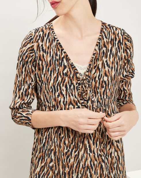 Robe longue Tigre imprimée sable