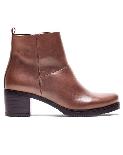 Bottines en Cuir Joyce marron - Talon 5 cm