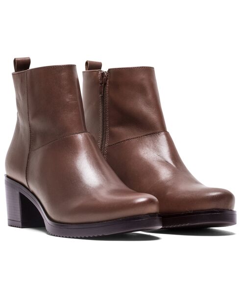 Bottines en Cuir Joyce marron - Talon 5 cm