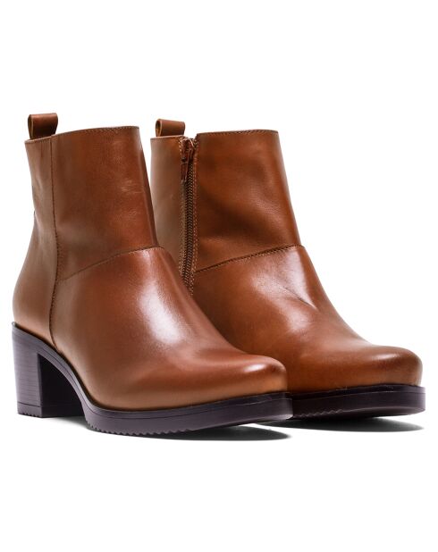 Bottines en Cuir Joyce cognacs - Talon 5 cm