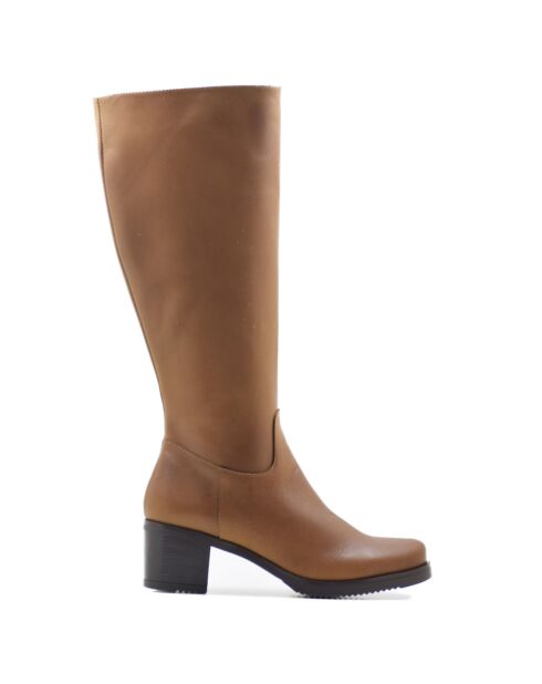 Ruby cognacs leren laarzen met hak van 5,5 cm