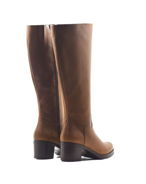 Ruby cognacs leren laarzen met hak van 5,5 cm