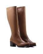 Rubinrote Lederstiefel - 5,5 cm Absatz