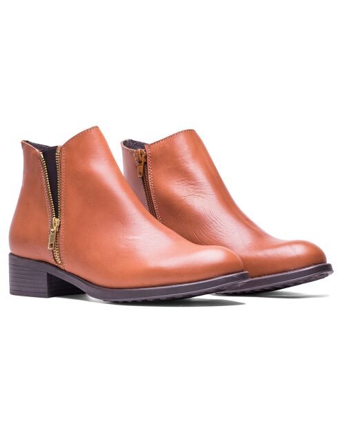 Bottines en Cuir Elly cognacs
