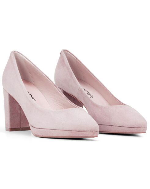 Décolleté Jada in pelle velluto beige - tacco 7,5 cm